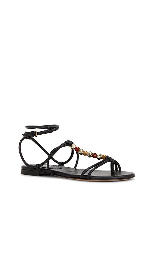 Isabel Marant Yctoria Beaded-strap Leather Sandals In Black