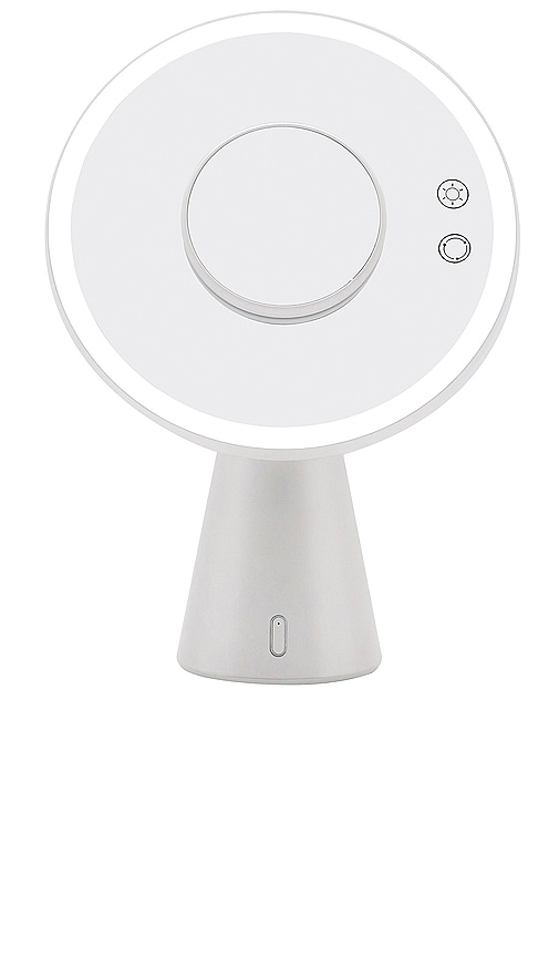 Impressions Vanity Luna Makeup Mirror and Night Lamp with Bluetooth Speakers in White.