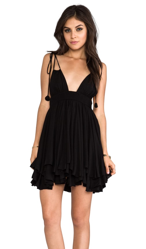Ophelia Rayon Chiffon Keyhole Adjustable Tie Top Dress with Smocked Waistline