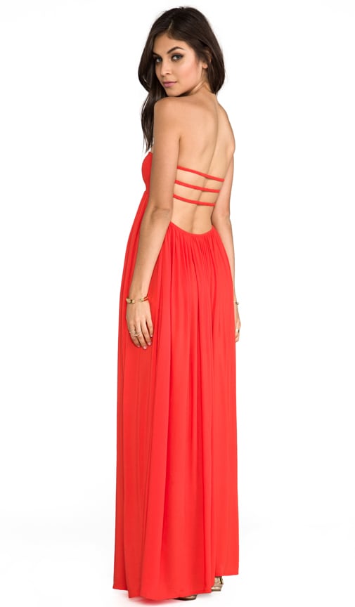 Flamingo Rayon Crepe Smocked Bandeau Maxi Dress