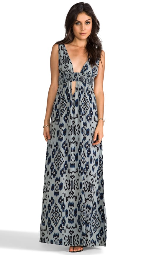 Anjeli Plunging V-Neck & Back Empire Maxi Dress
