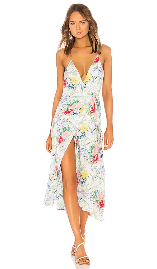 Geranium Halter Wrap Maxi Dress