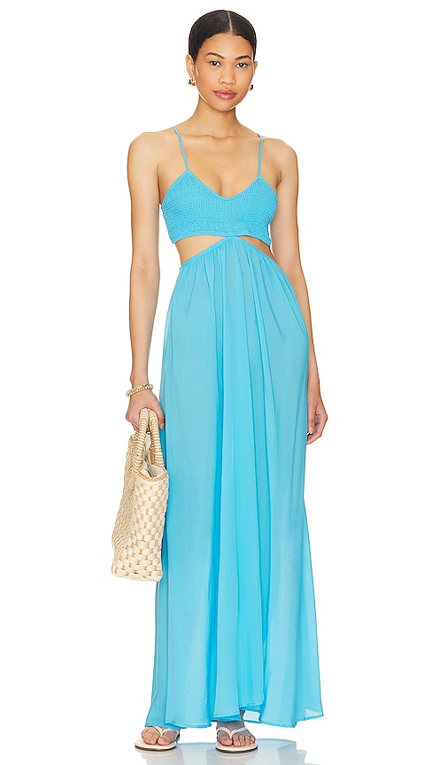 Indah x REVOLVE Innocence Cutaway Maxi Dress in Ocean Blue