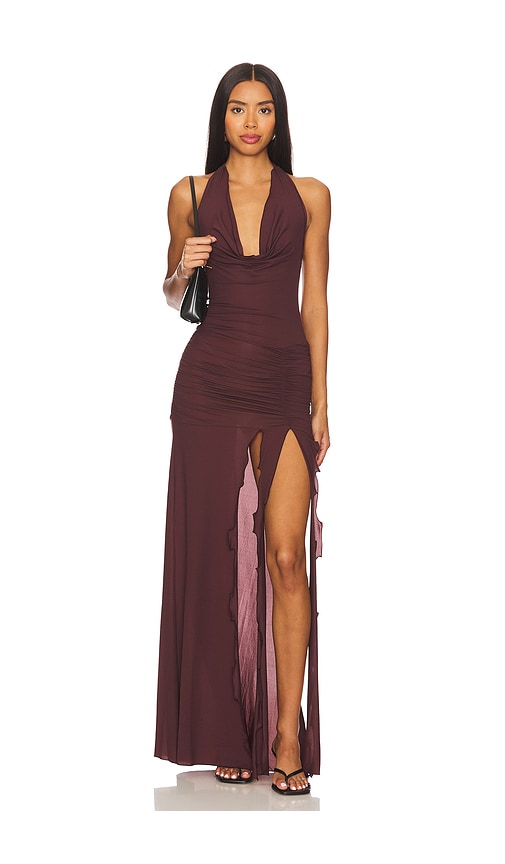 INDAH JLO MESH HALTER GOWN 