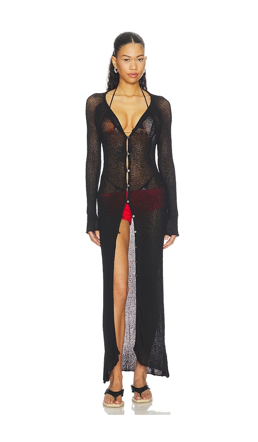 Jolene Button Front Duster by Indah in Black