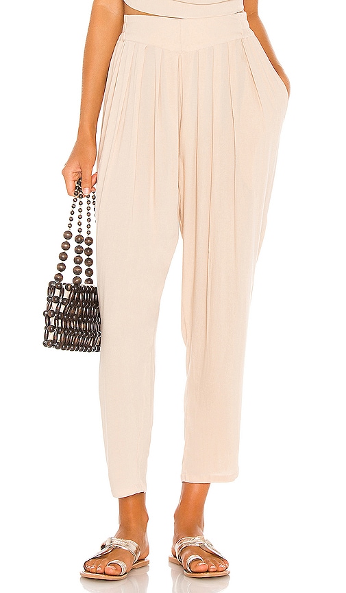 Indah Tanah Solid 80s Pleated Trouser in Doe