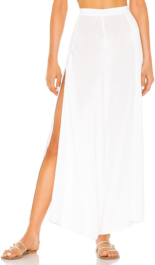 Indah Mina Easy Wide Leg Wrap Trouser in White