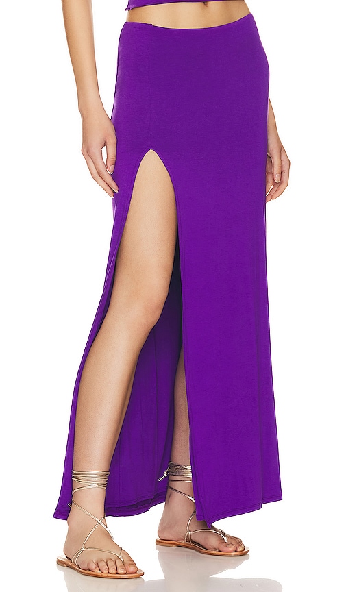 Shop Indah Kira Slit Front Maxi Skirt In Purple