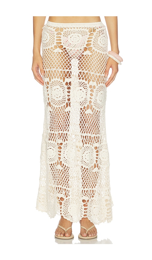 Allegra Solid Flower Maxi Skirt by Indah in Ivory