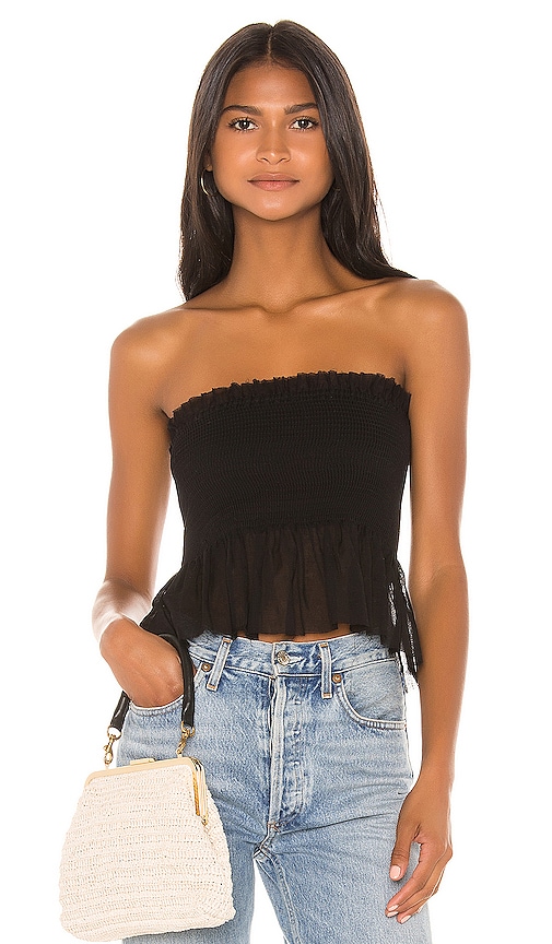 smocked strapless top