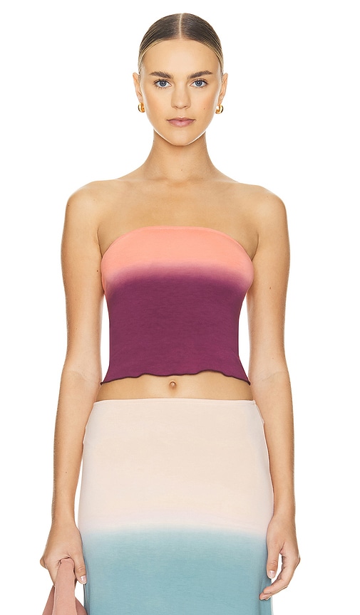 Shop Indah Kosho Hand-painted Tube Top In Ombre Rouge
