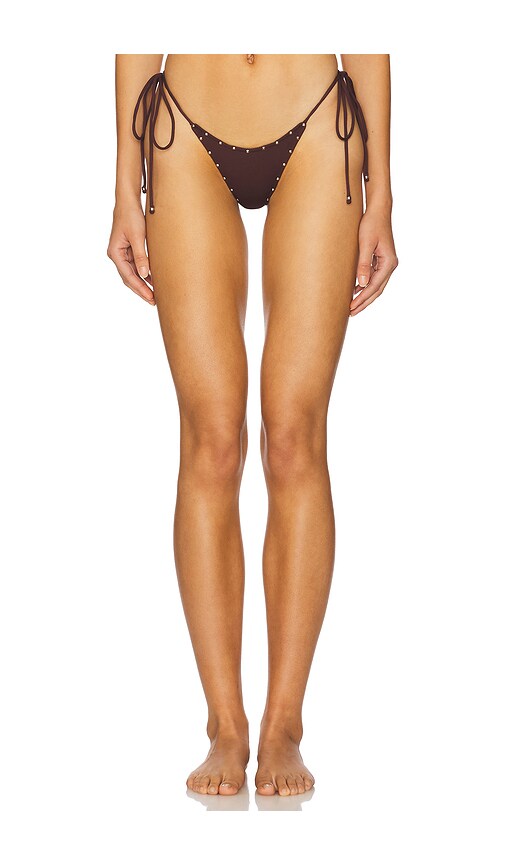 Reba Skimpy Solid Studded Side Ties Bikini Bottom