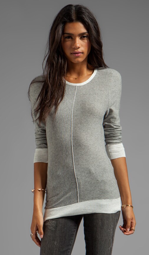 Micro-Stripe Long Sleeve Pullover