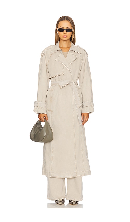 Shop Ivy & Oak Cordelia Denim Trench Coat In Beige