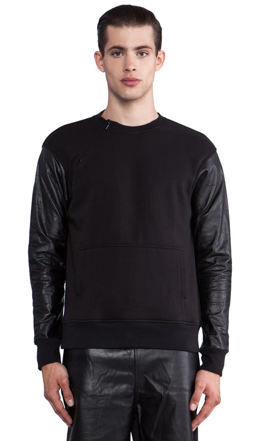 Sweatshirt with 2024 leather sleeves