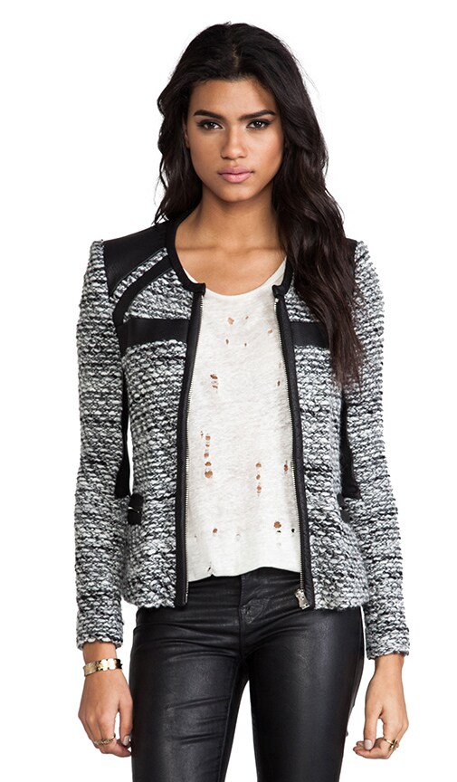 IRO Izzy Leather Detail Jacket in Blanc-Noir | REVOLVE