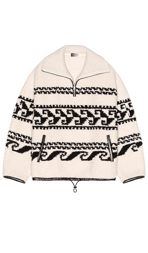 Isabel Marant Marlo Graphic Fleece Jacket in Ecru