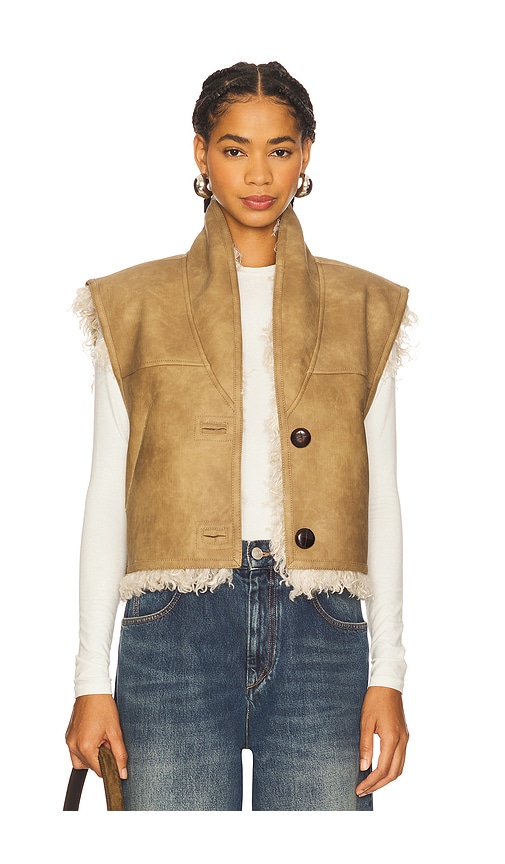 Isabel Marant Étoile Shearling Vest In Suede In Brown
