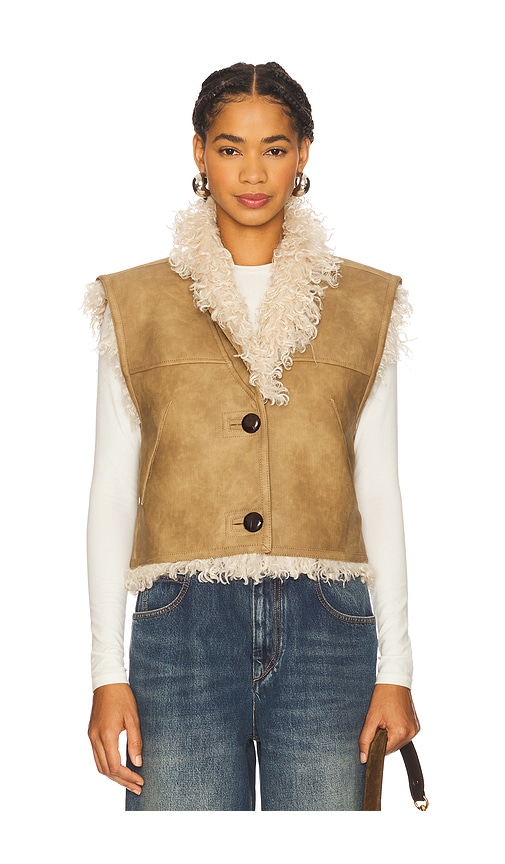 Isabel Marant Étoile Shearling Vest In Suede In Brown