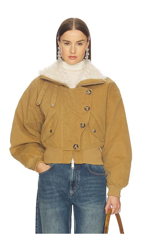 Isabel Marant Étoile Oana Fleece-trimmed Cotton-twill Jacket In Brown