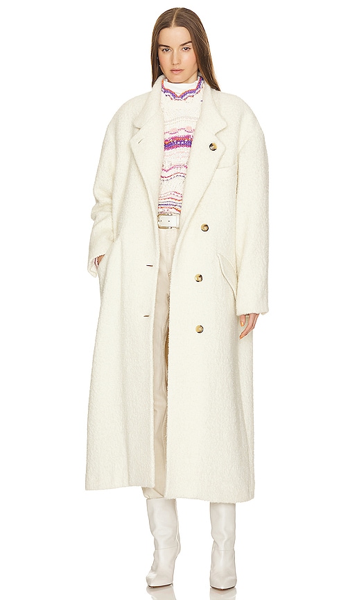 WOOL BLEND DOUBLE-BREASTED COAT - Ecru