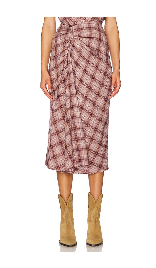 Isabel Marant Étoile Asymmetrical Plaid Midi Skirt With Knot Detail In Brown