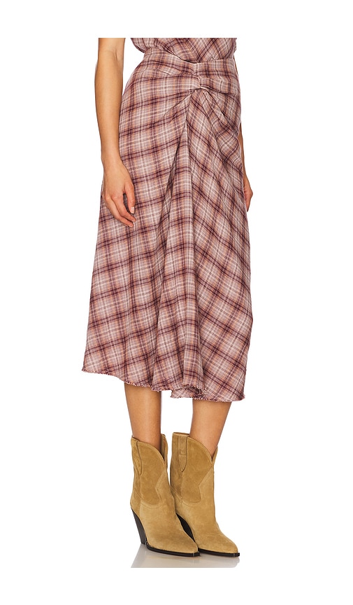 Isabel Marant Étoile Asymmetrical Plaid Midi Skirt With Knot Detail In Brown