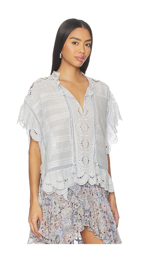Isabel Marant Etoile White Floral Lace And Cotton Kaftan-style Payton Top Marant Etoile In Yellow