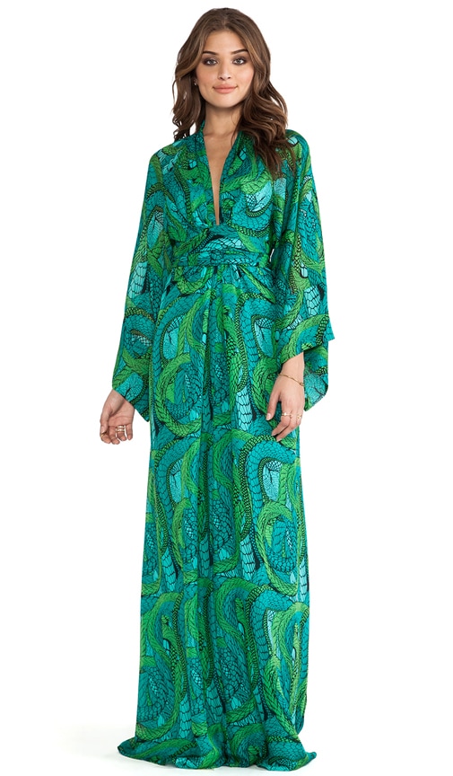 Issa Long Sleeve Printed Maxi Dress in Nile | REVOLVE