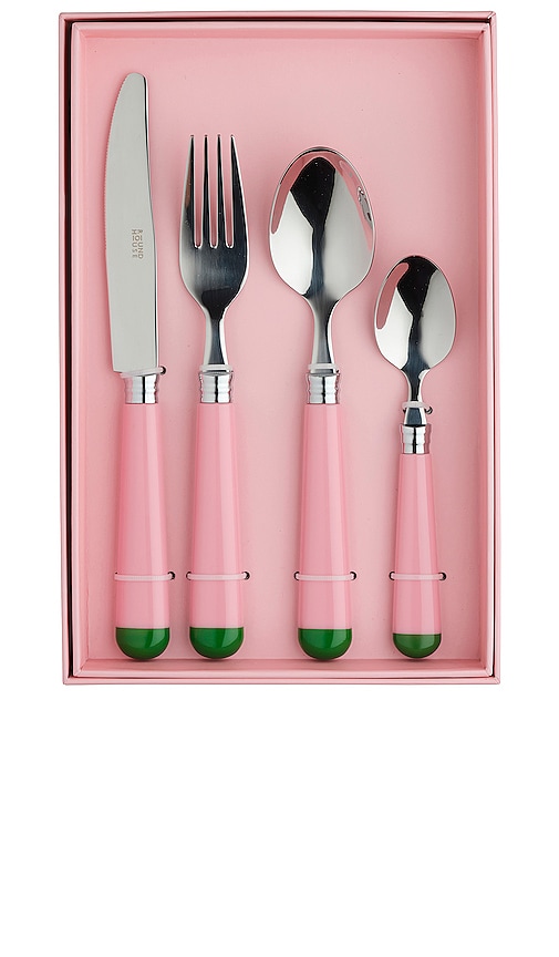 In The Roundhouse Pink Dipped 16 Piece Cutlery Set In N,a
