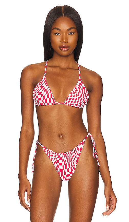 It's Now Cool String Bikini Top In Red Wave Cheque | ModeSens