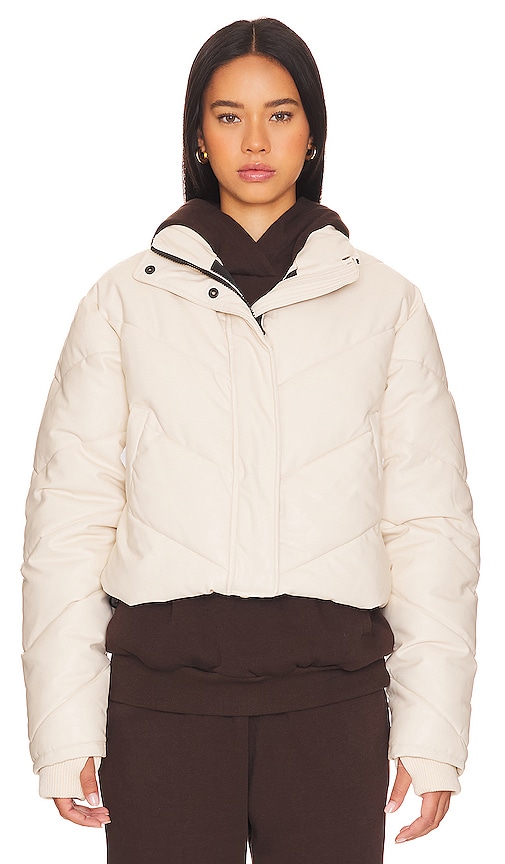 Shop Ivl Collective Faux Leather Puffer Jacket In Cream