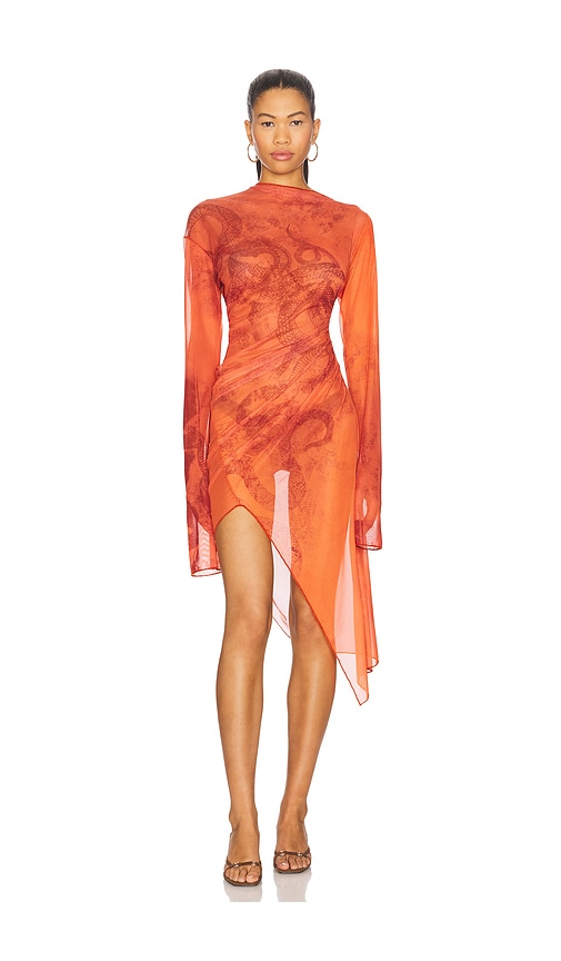 Jade Cropper Draped Twisted Dress In Red
