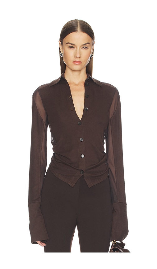  Jade Cropper Gathered Back Button Up Top In Brown. Size 34. Also In 36. 