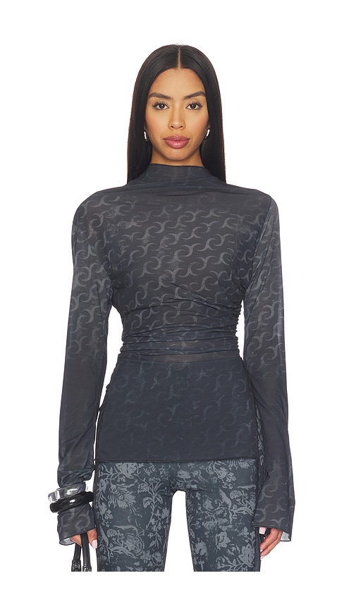 Jade Cropper Side Slit Top In Gray