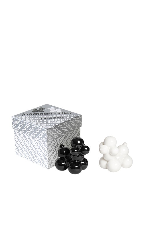  Jonathan Adler Poodle Salt & Pepper Set In Black,white. 