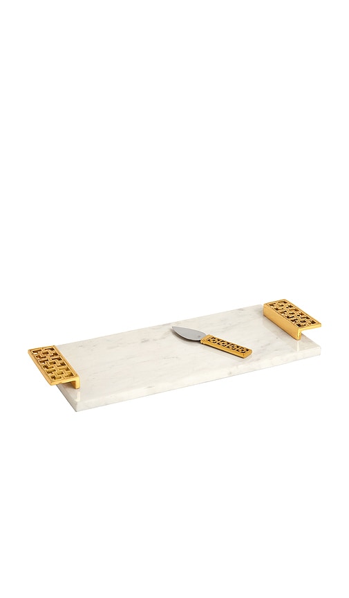 Jonathan Adler Nixon Cheese Board And Knife Set In Ivory