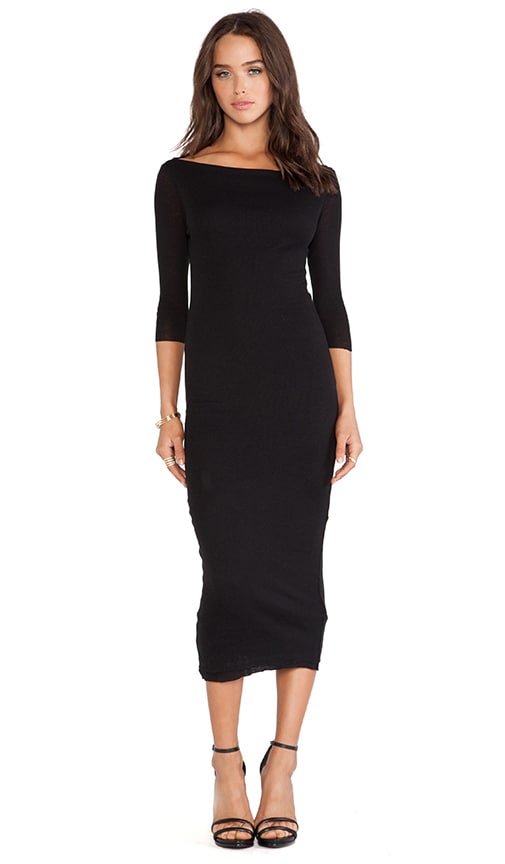 James Perse Cashmere Rib Boatneck Dress in Black | REVOLVE