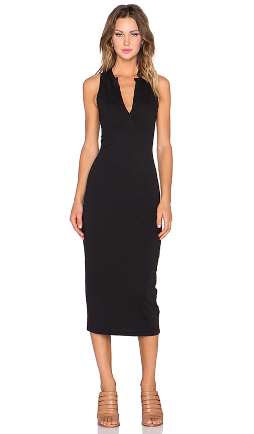 James Perse Open Henley Tank Dress In Black Revolve