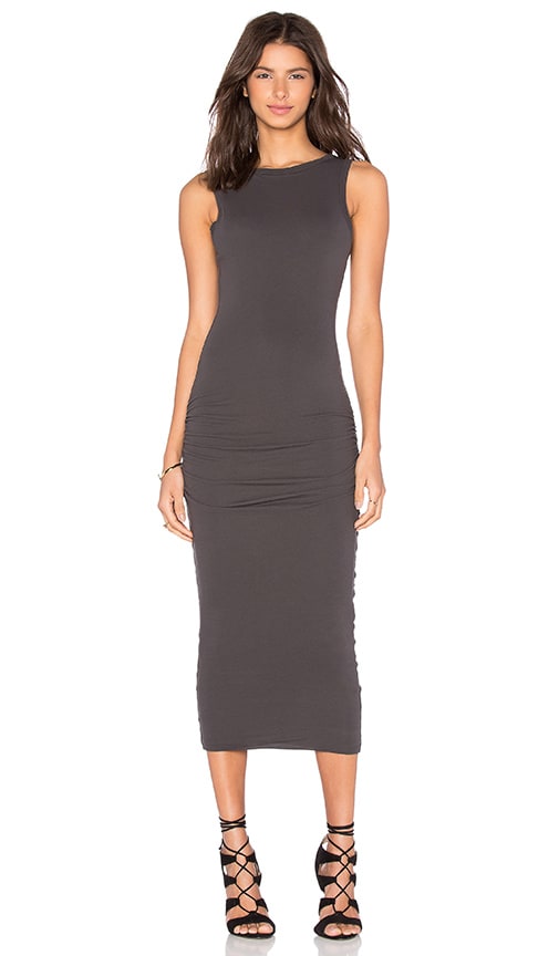 James Perse Open Back Skinny Dress In Carbon Revolve