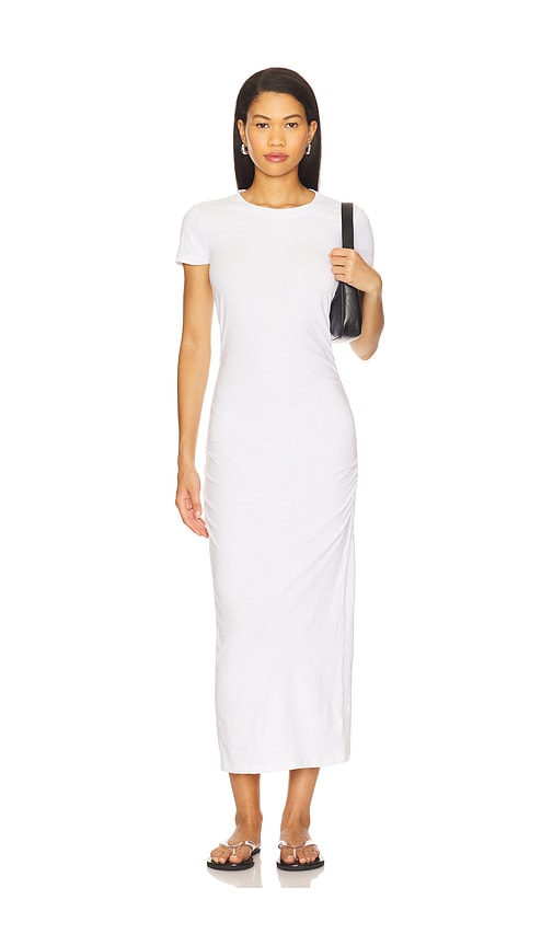 James Perse Rushed T-shirt Dress in White | REVOLVE