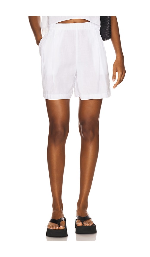 Lightweight Linen Elastic Short in White. - size 2 (also in 0, 1)