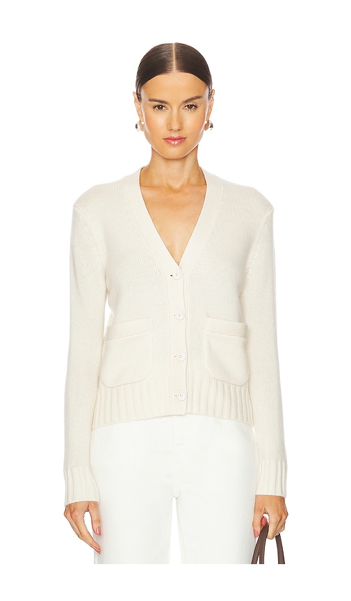 James Perse Shrunken Recycled Cashmere Cardigan in Ivory