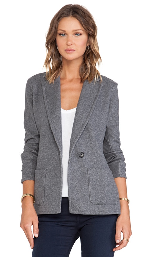 James Perse Fleece Open Peacoat in Heather Charcoal | REVOLVE