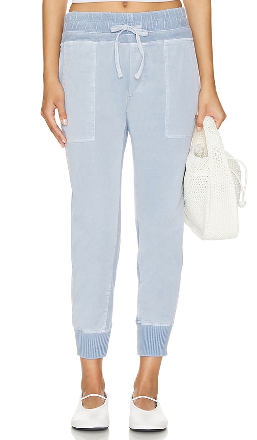 Shop James Perse Mixed Media Pant In Blue
