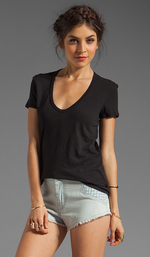 Deep V Skinny Linen Tee