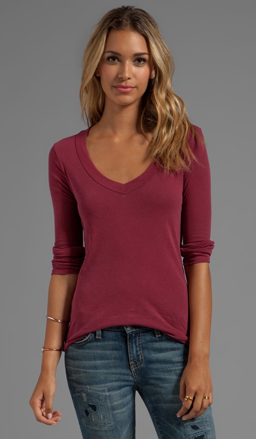 V-Neck Top Oxblood