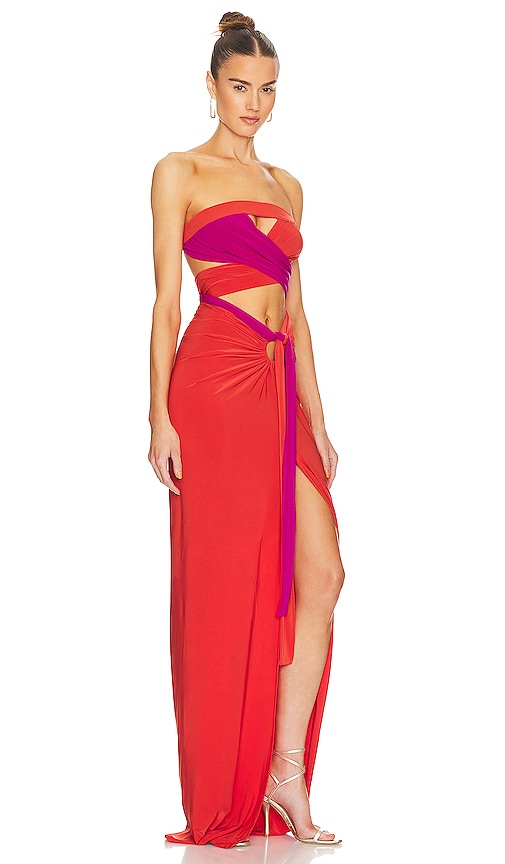 Shop J.angelique Femi Dress In Fuschia Tangerine Combo