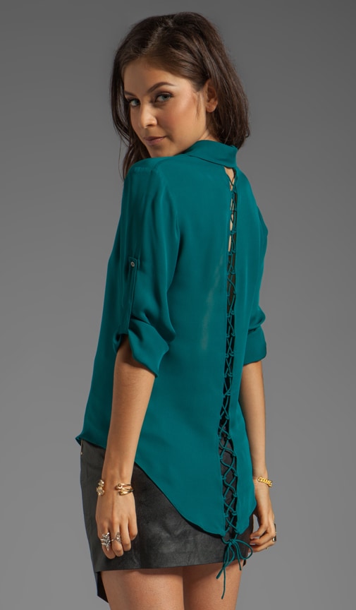 Mellon Long Sleeve Blouse with Lace Up Back