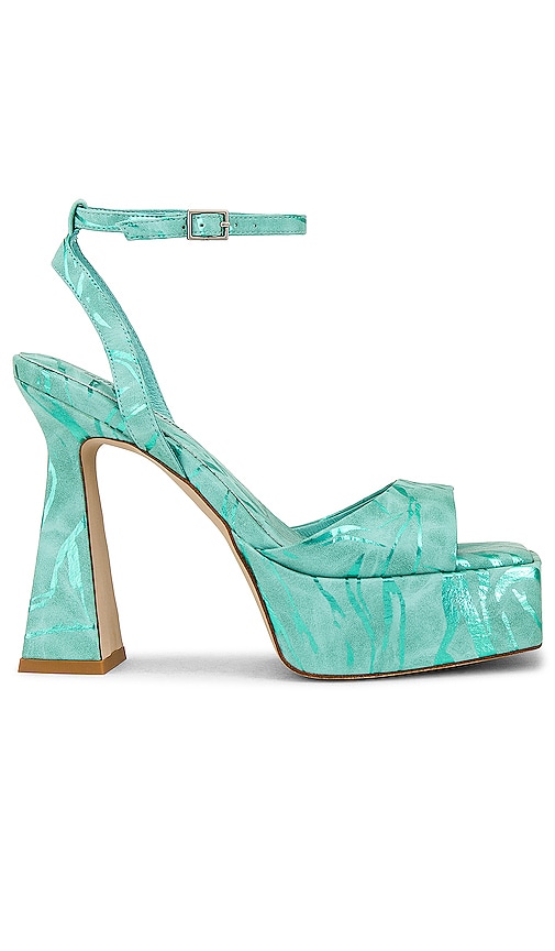 Jeffrey Campbell Grooving 防水台凉鞋 – 绿色拼接 In Green Combo